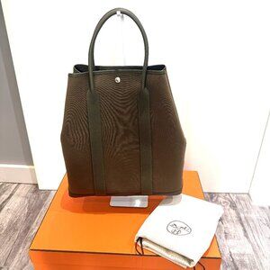 Hermès Garden File 37 Toile Officier Vert Olive w/ Dust Bag and Box